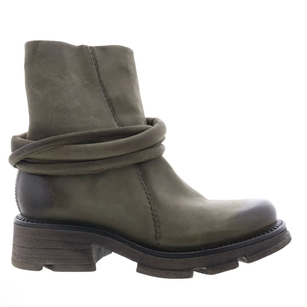 A.S.98 Linder Distressed Green Ankle Boots - Picture 3 of 9